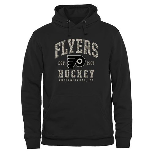 Men's Philadelphia Flyers Black Camo Stack Pullover Hoodie - Click Image to Close